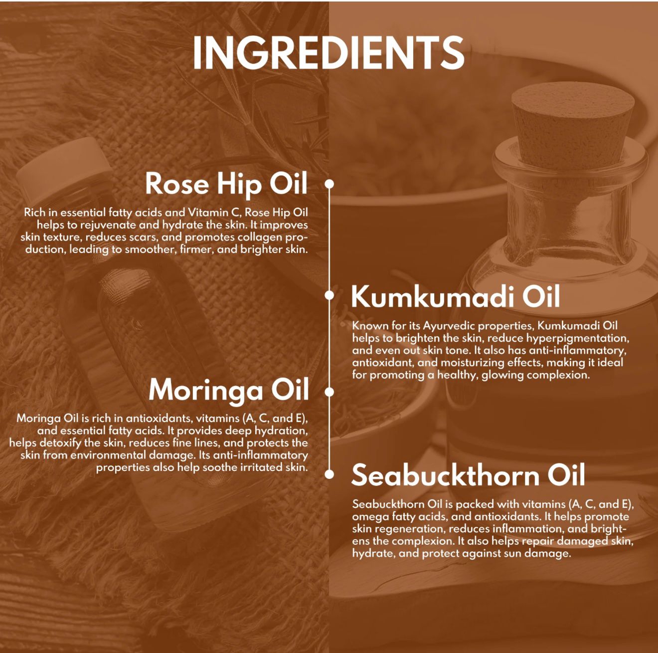 Kumkumadi & Rosehip Facial Oil Serum with Jojoba oil + Moringa oil 35ml