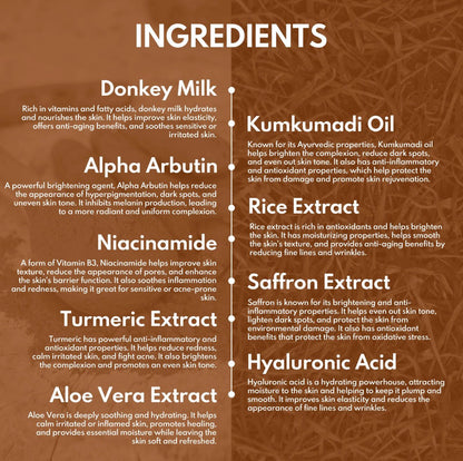 Kumkumadi & Donkey Milk Face Serum with 10% Niacin + 2% Alpha Arbutin
